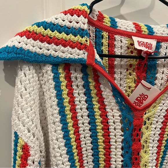 Solid & Striped The Lola Pullover Crochet Long Sleeved Split Cuffs NWT Small - Picture 11 of 13